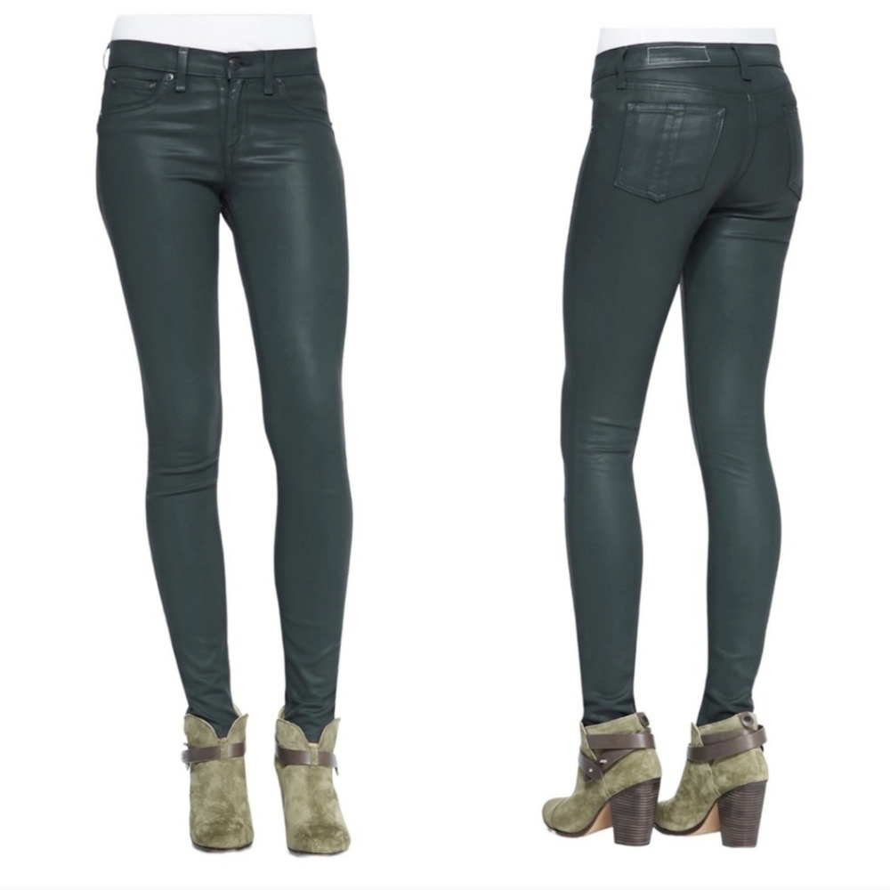 rag & bone / JEAN The Legging Jeans Coated Green Gables Sz 26